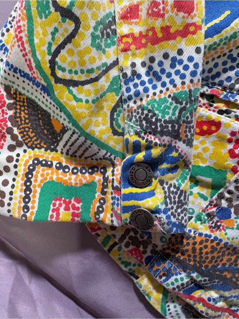 Chico's Multicolor Abstract Print Button-Front Shirt Jacket - Picture 4 of 6